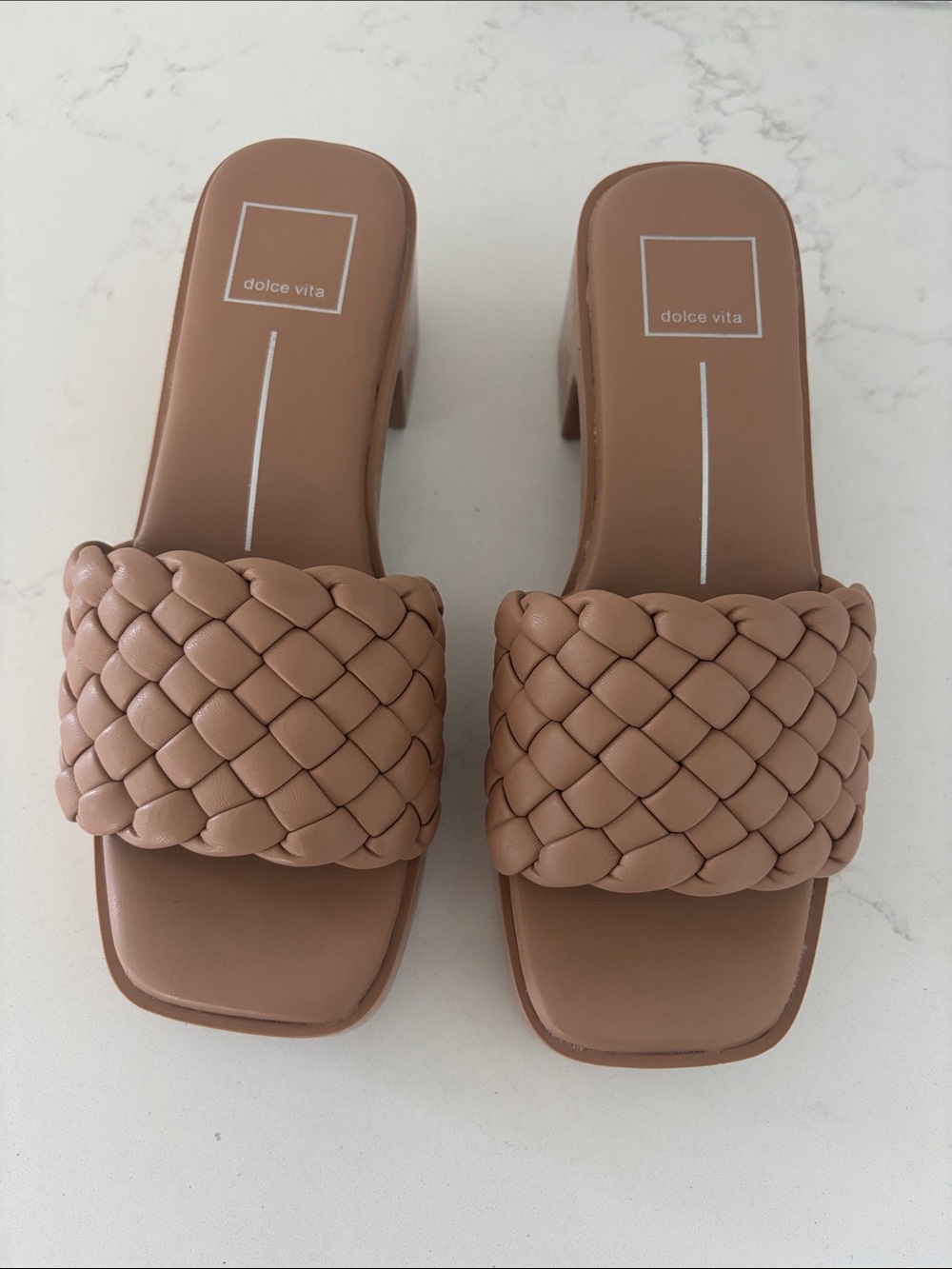 Dolce Vita Braided Slide Mules in Tan